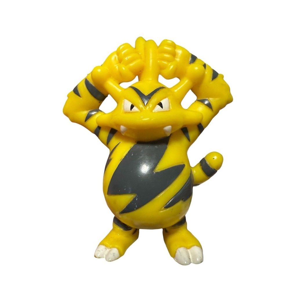 Vintage Pokemon Electabuzz Keychain-1999 Burger King-Yellow/Gray-Keyring-EUC